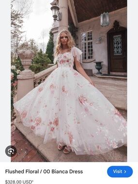 Jessakae Bianca dress Floral Tulle Party Dress - White with Pink Flowers